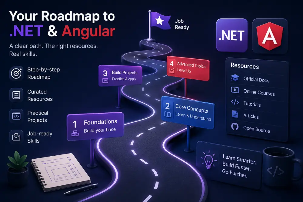 خريطة طريق مخصصة ومصادر عملية لاحتراف Full Stack (.NET Core & Angular)