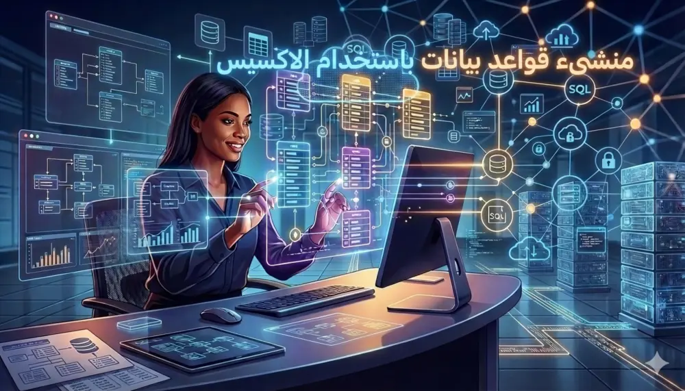 تصميم و إنشاء قاعدة بيانات من جدول 10 حقول ونموذج إدخال واستعلام وتقرير دون إدخال بيانات باستخدام الآكسيس
