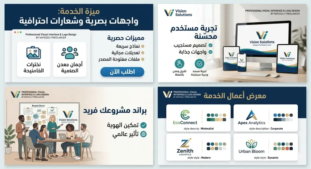 تصميم واجهات بصرية وشعارات احترافية
