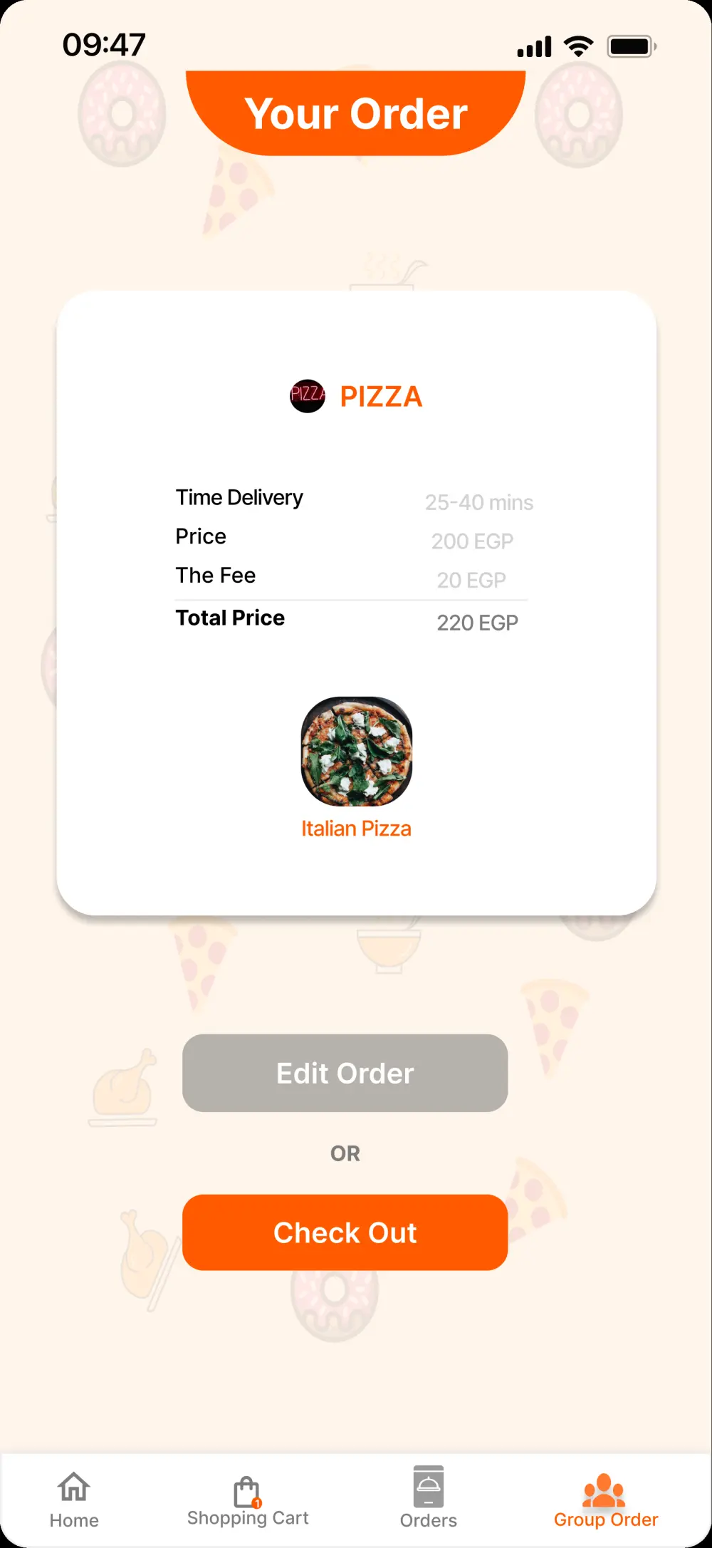 تصميم واجهات تطبيق "جروب أوردر" (Group Order) احترافي بـ Figma
