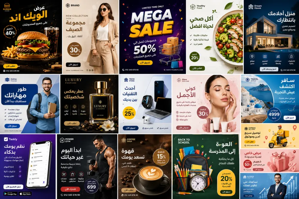 تصميم إعلانات احترافي مع طلب العميل فقط 5 دولار !!