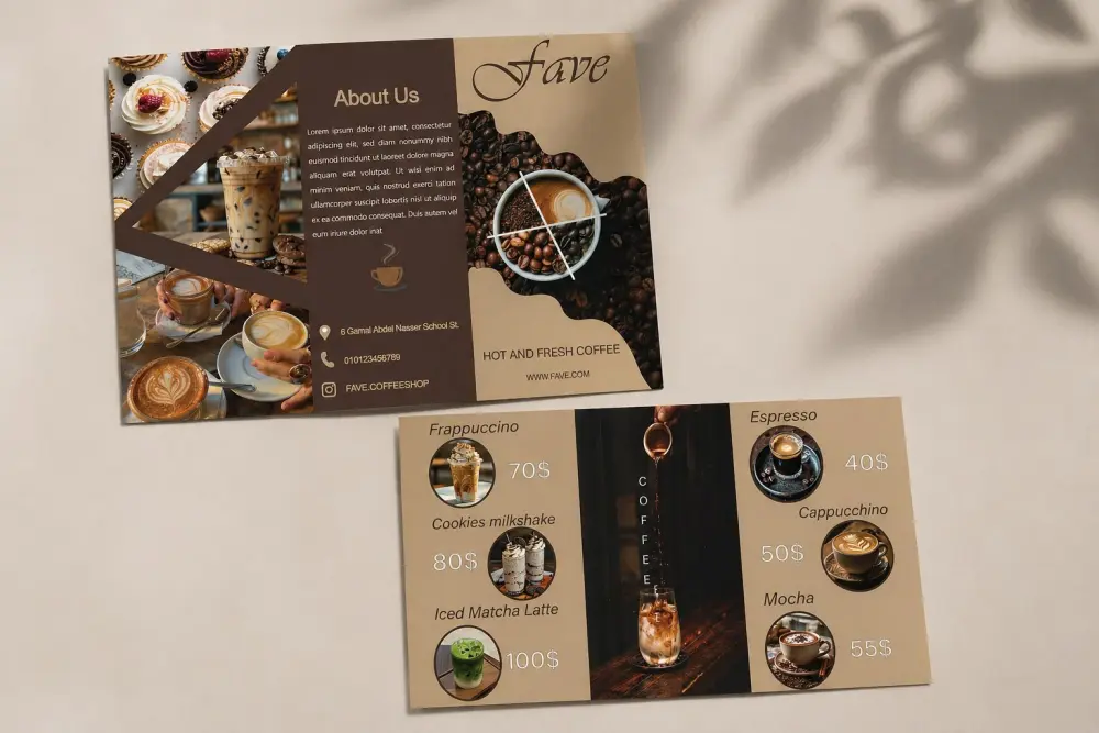 تصميم بروشور، مطويات، وقوائم طعام احترافية | Brochure & Menu Design
