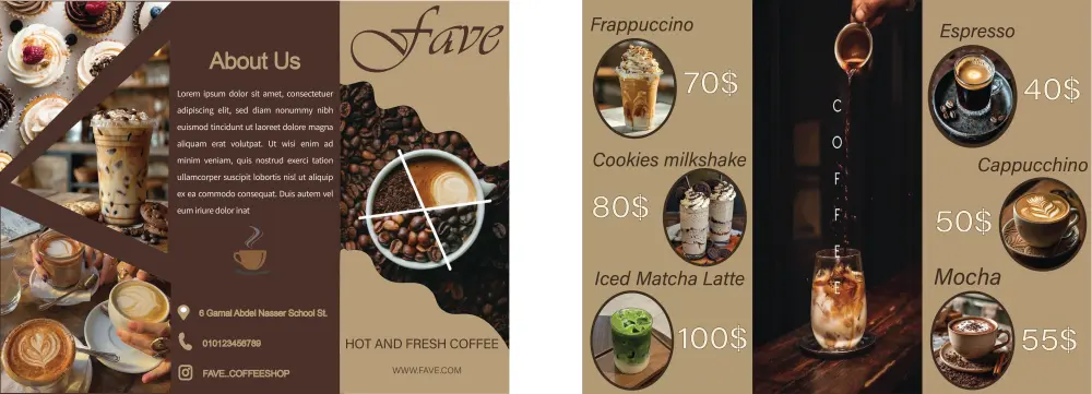 تصميم بروشور، مطويات، وقوائم طعام احترافية | Brochure & Menu Design