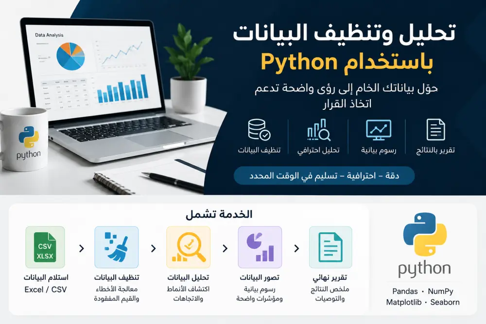 سأقوم بتنظيف وتحليل البيانات باستخدام Python واستخراج رؤى احترافية