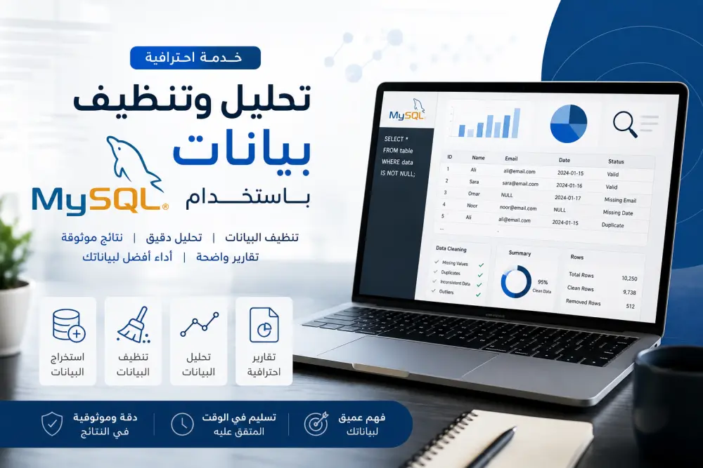 تحليل وتنظيف قواعد البيانات باستخدام MySQL واستخراج رؤى دقيقة من البيانات (Data Cleaning & Analysis