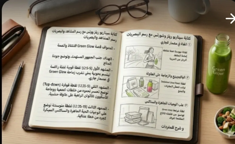 كتابة سيناريو ريلز وشورتس احترافية مع رسم أفكار المشاهد والديكور