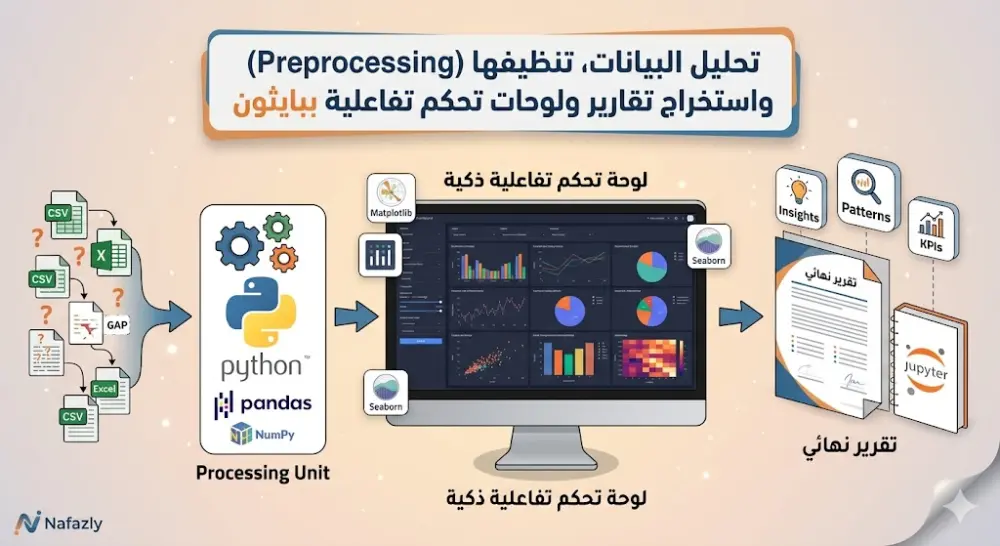 تحليل البيانات، تنظيفها (Preprocessing) واستخراج تقارير ولوحات تحكم تفاعلية ببايثون