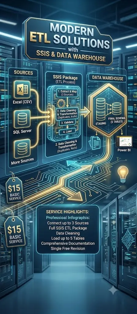بناء عمليات ETL باستخدام SSIS وتجميع البيانات من مصادر متعددة داخل Data Warehouse