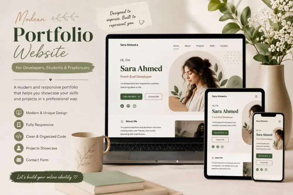 تصميم Portfolio للمطورين والطلاب والمستقلين.