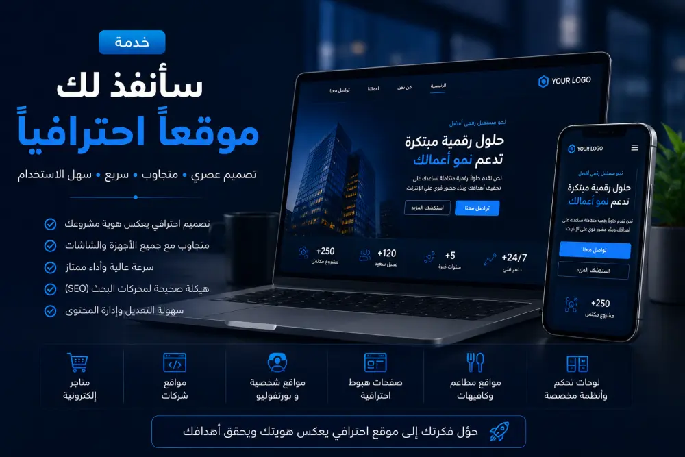 سأنفذ لك موقعًا إلكترونيًا احترافيًا ومتجاوبًا مع جميع الأجهزة