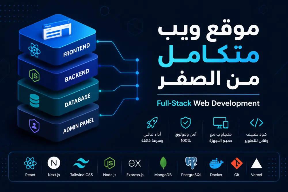 تطوير موقع ويب متكامل Full-Stack | Frontend + Backend + DB + Admin | لحد 10 صفحات