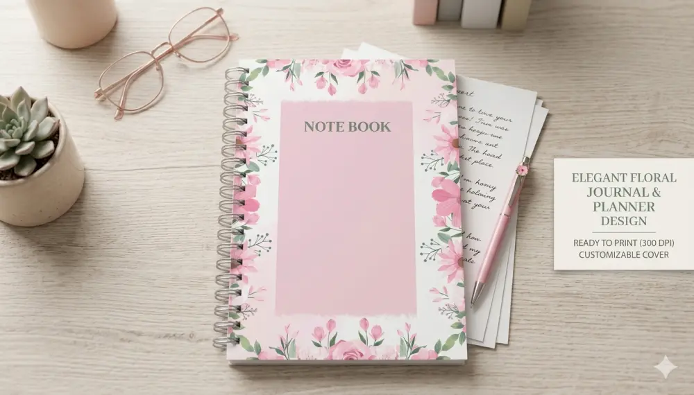 تصميم غلاف ومحتوى دفاتر (Note Books) ومخططات (Planners) جاهزة للطباعة