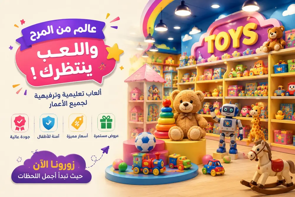 تصميم بوستر احترافي لمحلات ألعاب الأطفال بشكل جذاب وعصري