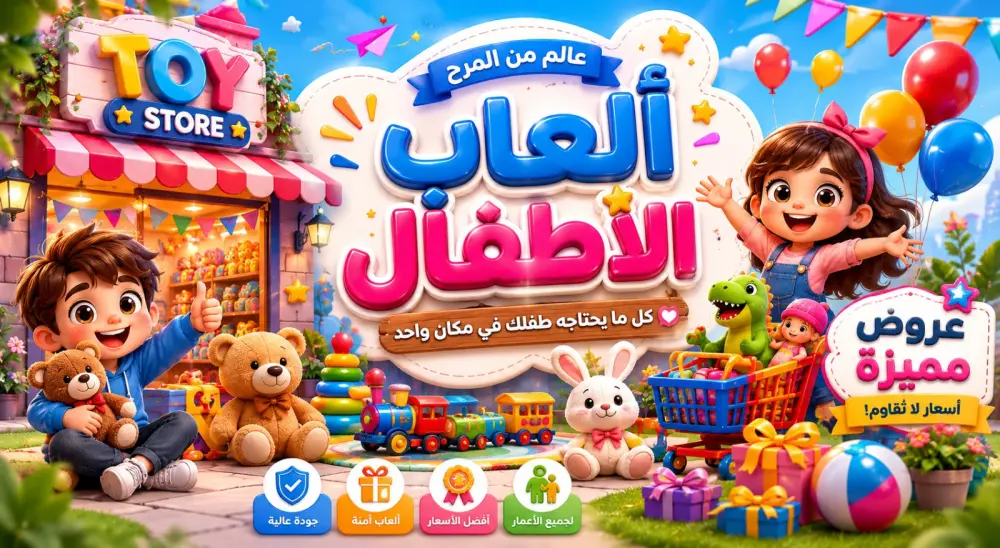 تصميم بوستر احترافي لمحلات ألعاب الأطفال بشكل جذاب وعصري