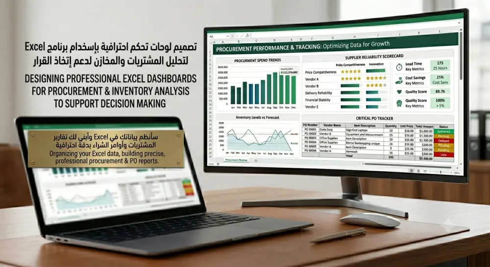 تصميم لوحات تحكم  احترافية بإستخدام برنامج Excel لتحليل المشتريات والمخازن لدعم إتخاذ القرار