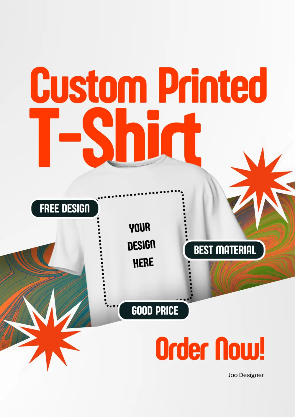 تصميم قميص (T-Shirt) عصري ومبتكر لعلامة تجارية شبابية