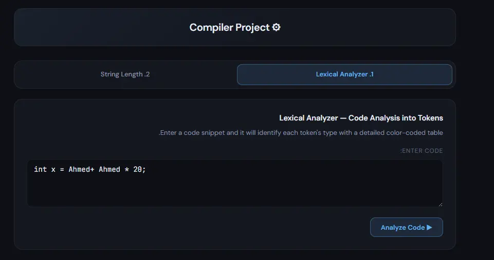 Compiler Web Application Developer | Lexical Analyzer & CFG Parsing System