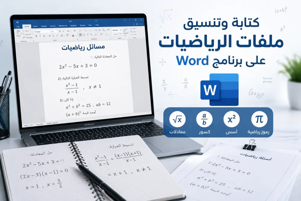 كتابة وتنسيق ملفات الرياضيات والامتحانات على Word