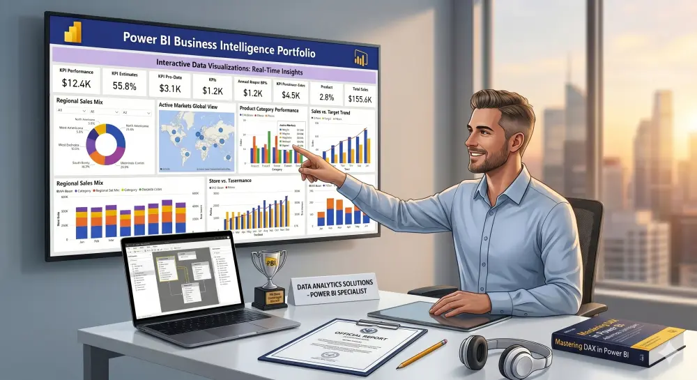 تصميم لوحات تحكم (Dashboard) و تقارير تفاعلية عبر Power BI
