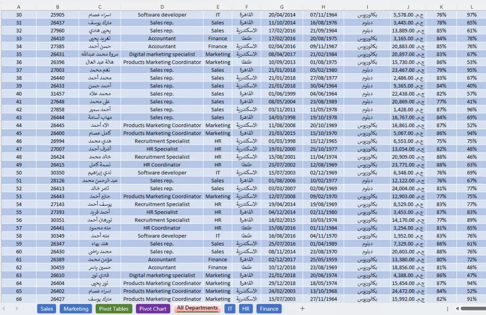 تحليل البيانات وتصميم لوحات تحكم Dashboards احترافية ب Excel