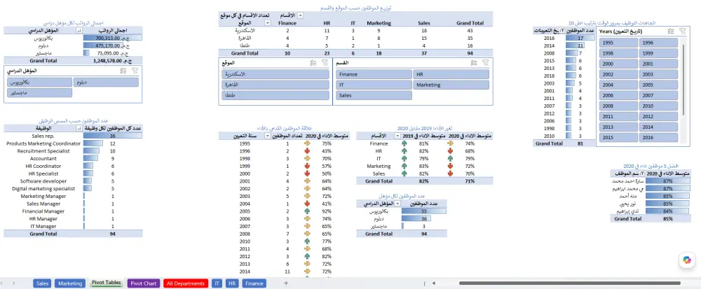 تحليل البيانات وتصميم لوحات تحكم Dashboards احترافية ب Excel