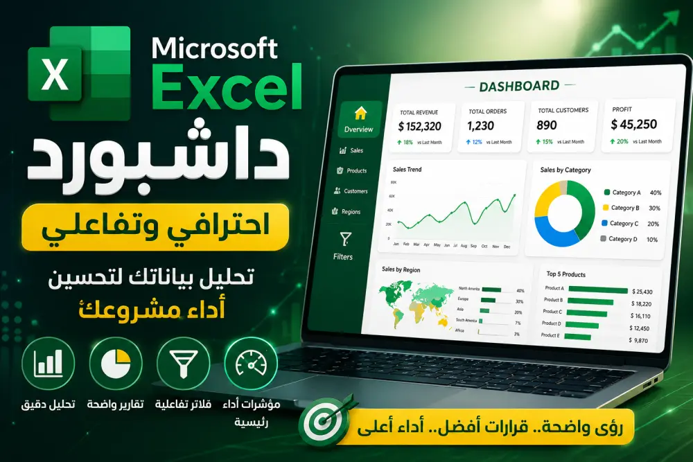 تحليل بيانات مشروعك باستخدام Excel . وتصميم لوحة تحكم احترافية لرفع كفاءة الانتاج