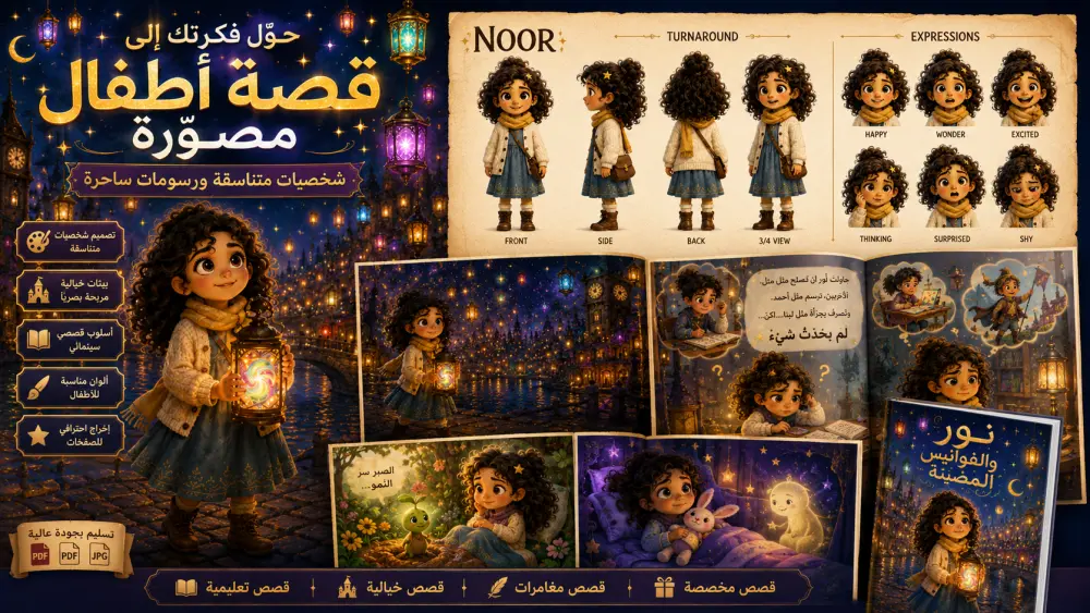 سأحول فكرتك إلى كتاب أطفال مصور بشخصيات متناسقة ورسومات ساحرة