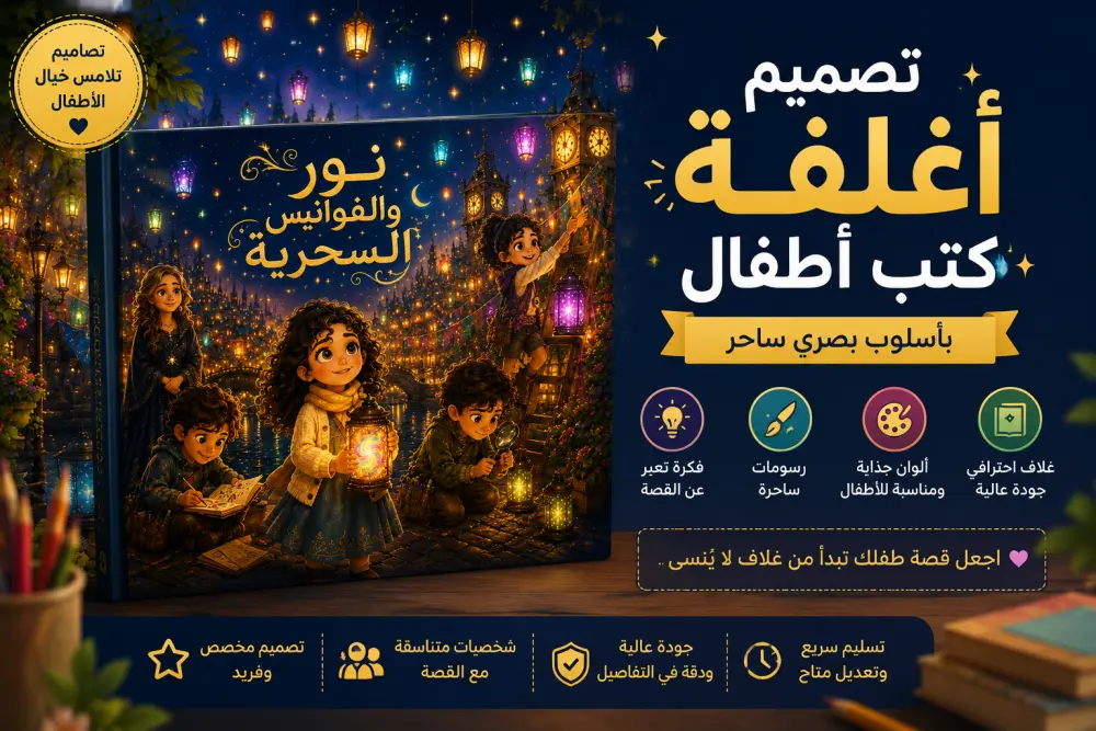 سأصمم غلافًا احترافيًا لكتاب أطفال بأسلوب بصري ساحر