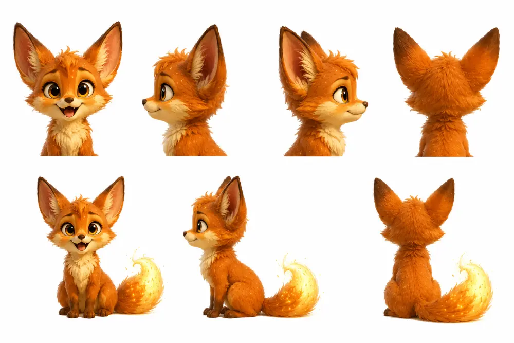 سأصمم شخصيات متناسقة ثابتة لقصص الأطفال مع Character Reference Sheet