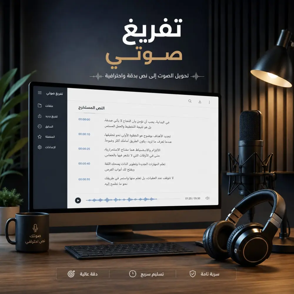 تفريغ صوتي دقيق واحترافي للمحاضرات والفيديوهات إلى ملف Word