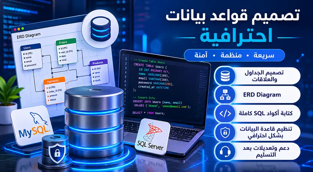 تصميم قواعد بيانات احترافية للمواقع والشركات