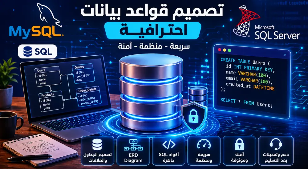 تصميم قواعد بيانات احترافية للمواقع والشركات