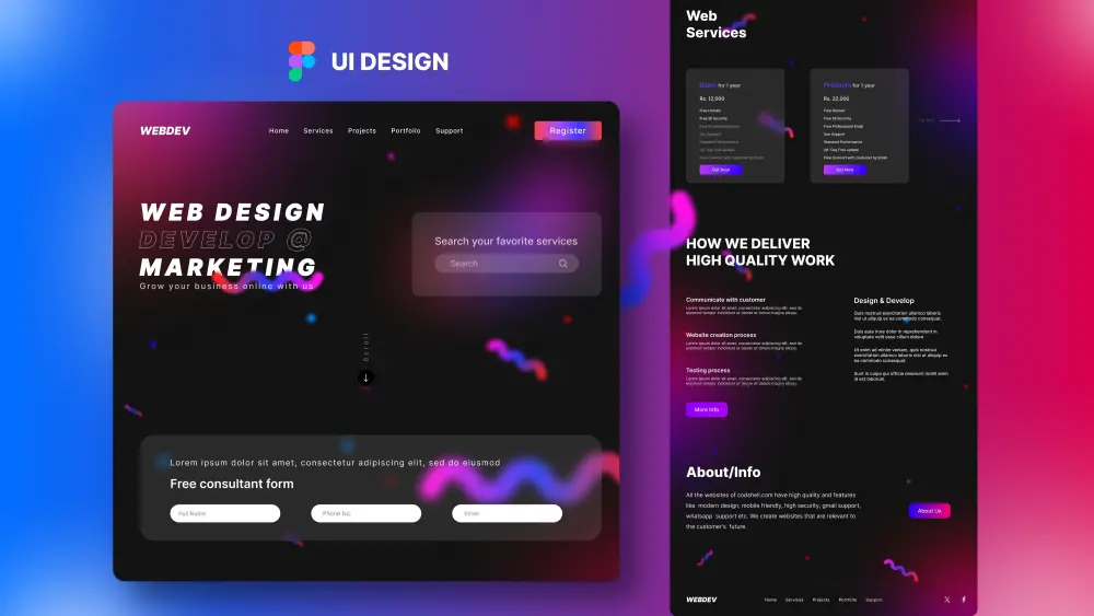 تحويل تصميم Figma / PSD إلى كود HTML & CSS & JS احترافي