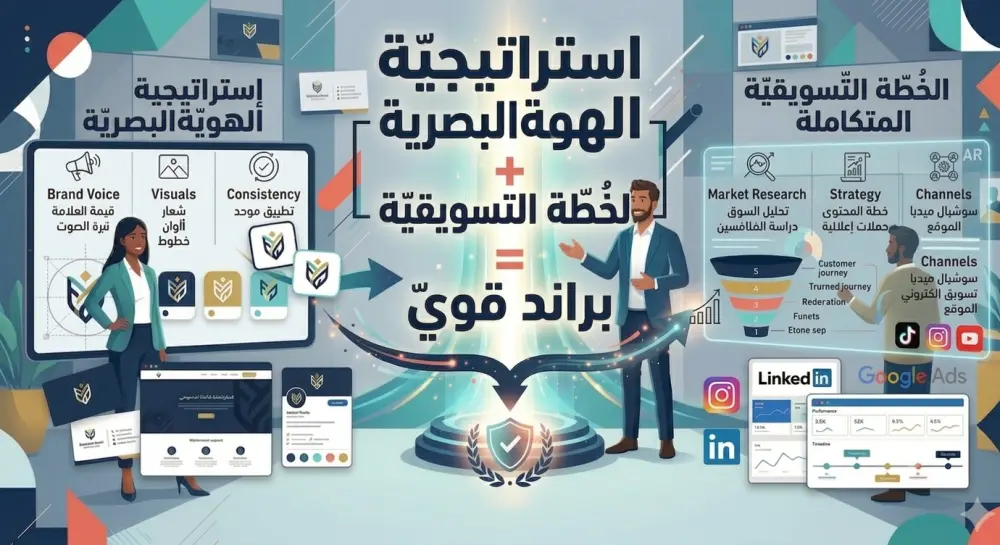رسم استراتيجية الهوية البصرية والخطة التشغيلية للمشاريع والعلامات التجارية.