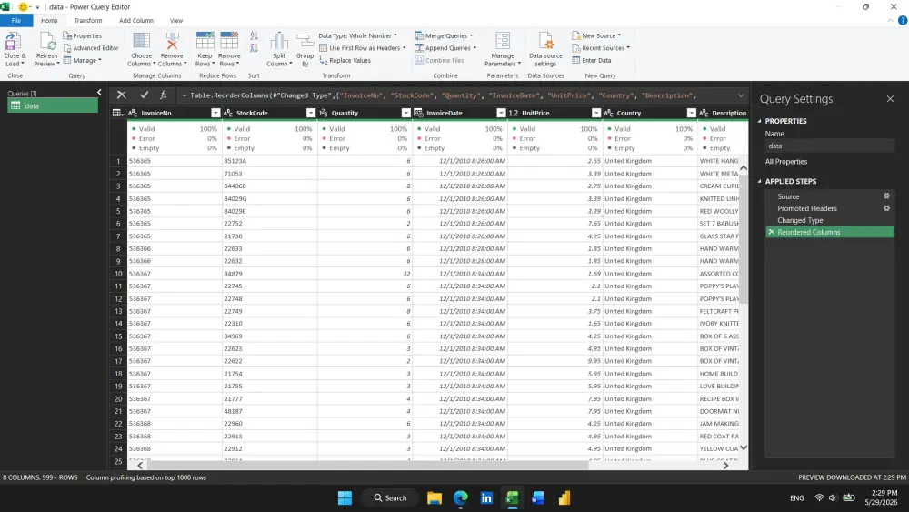 تنظيف ومعالجة البيانات الخام باستخدام Power Query