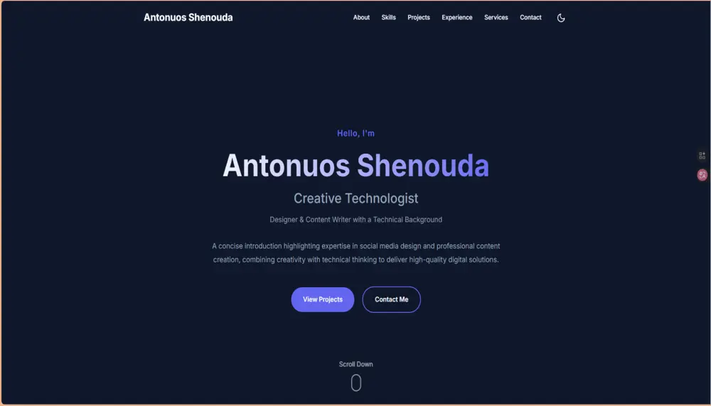 تصميم موقع تعريفي احترافي (Portfolio)