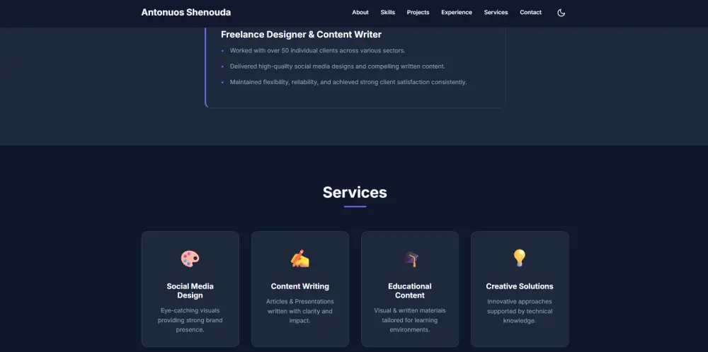 تصميم موقع تعريفي احترافي (Portfolio)