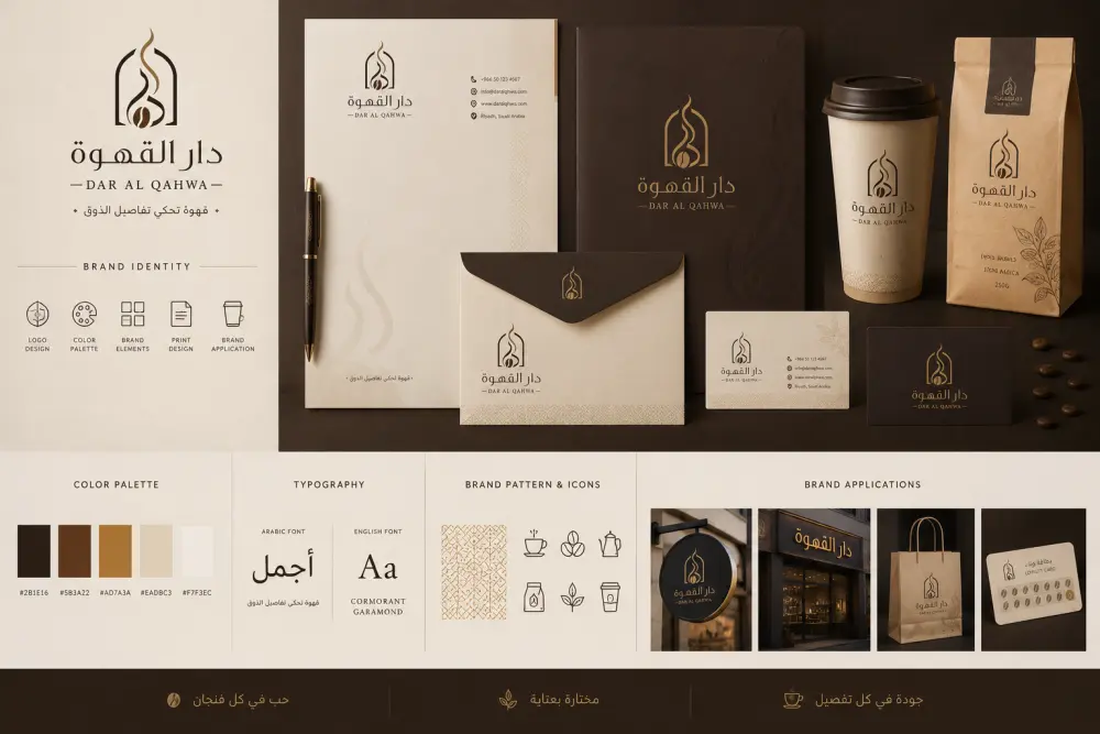 تصميم هوية بصرية احترافية ومتكاملة لعلامتك التجارية