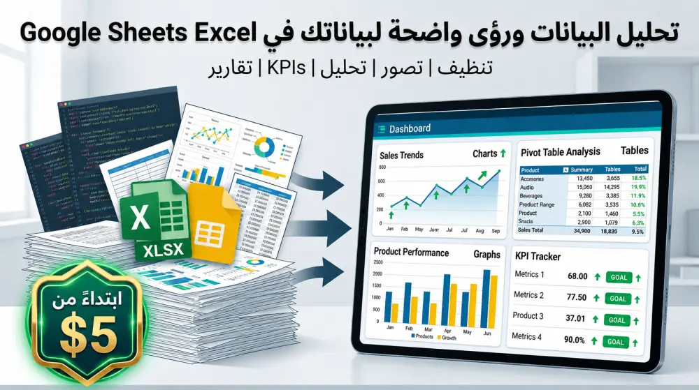 سأقوم بتحليل بياناتك في Excel أو Google Sheets وإنشاء لوحة تحكم