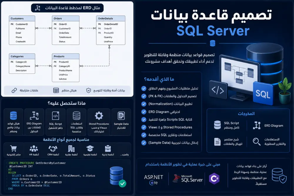 تصميم قاعدة بيانات احترافية SQL Server لمشروعك