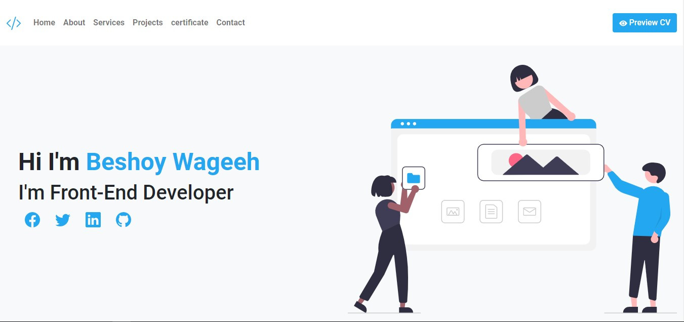 تصميم موقع شخصي (Porotfolio ) من صفحة واحدة