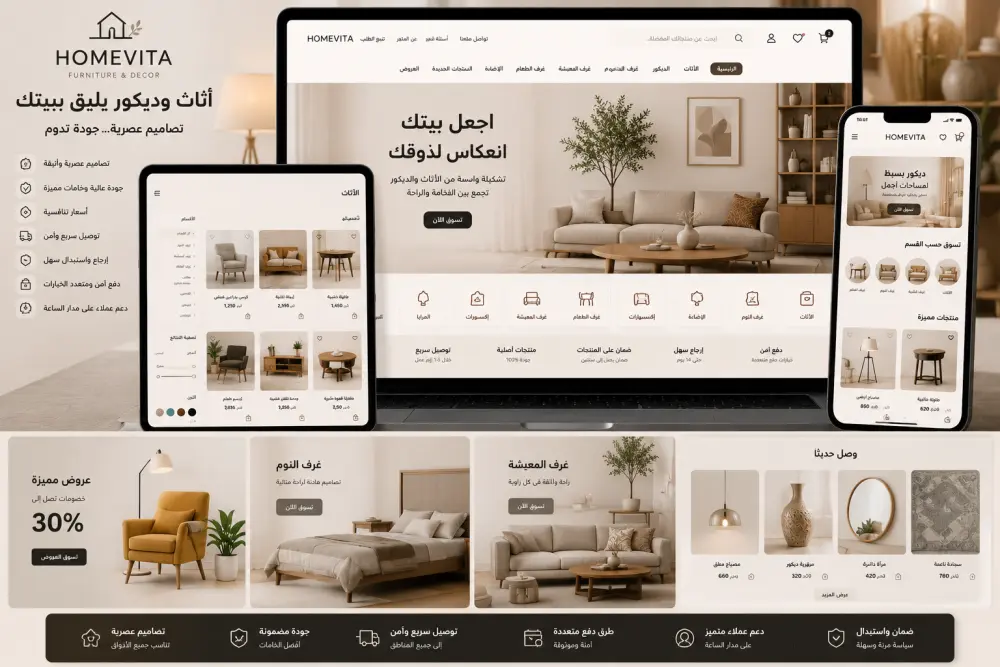 متجر الكترونى احترافى متعدد الاستخدامات   تم تطويره ليناسب مختلف الأنشطة التجارية ، مع تصميم عصري وتجربة استخدام احترافية .