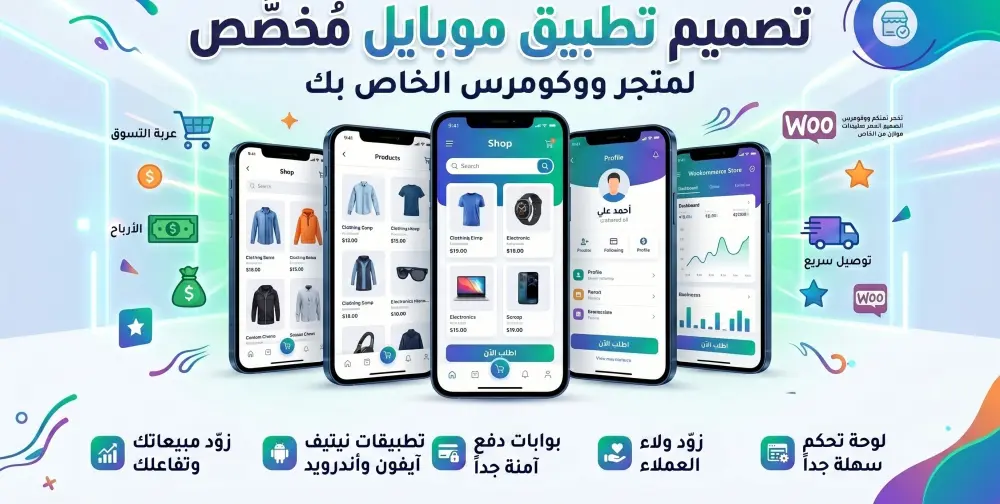 تصميم تطبيقات هاتف مخصصة لمتاجر الوكومرس