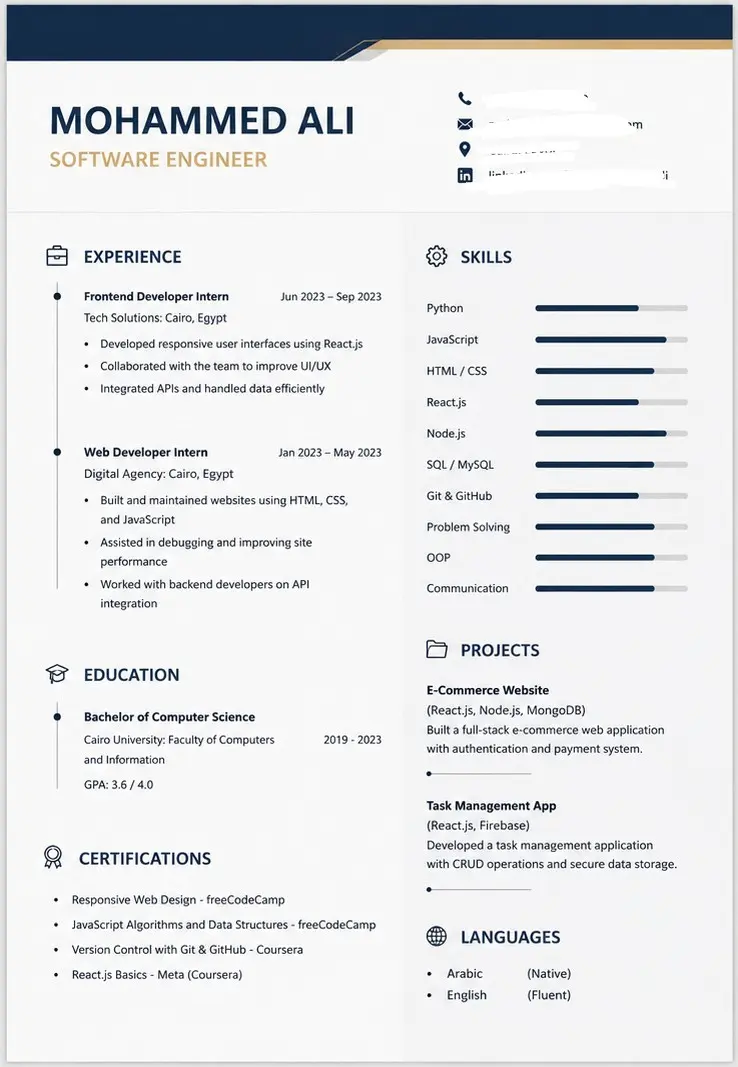 انشاء CV احترافي ومميز