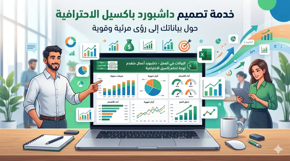 تصميم Dashboard احترافي وتفاعلي على Excel تلخيص البيانات في صفحة واحدة