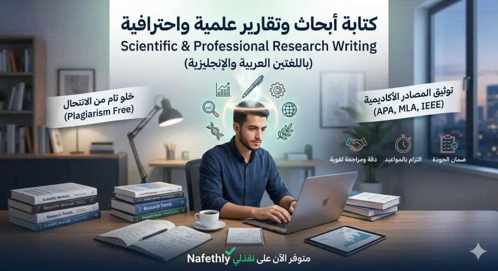 كتابة ابحاث وتقارير علمية باللغتين العربية والإنجليزية