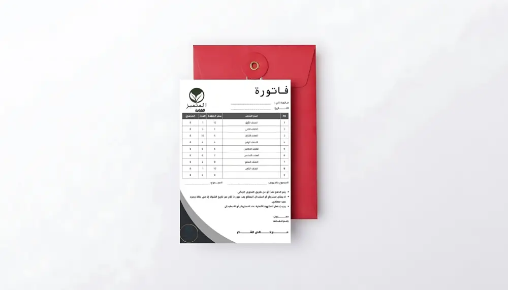 تصميم نموذج فاتورة مبيعات لمحلات الجملة