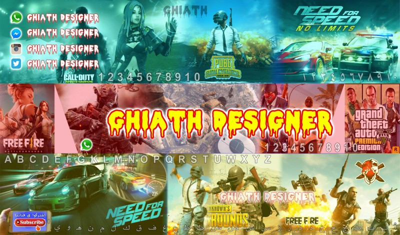 تصميم غلاف يوتيوب + غلاف فيس بوك + لوغو لقناتك بـ5$