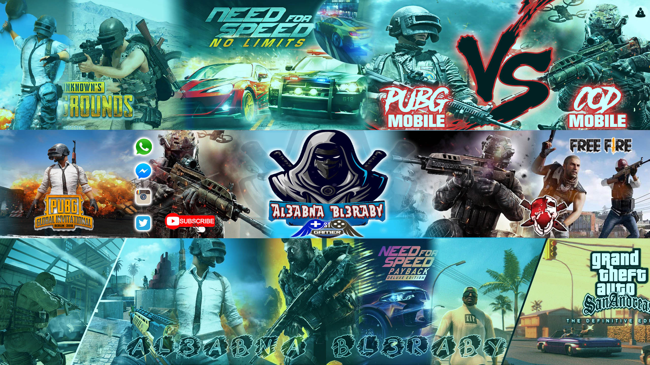 تصميم غلاف يوتيوب + غلاف فيس بوك + لوغو لقناتك بـ5$