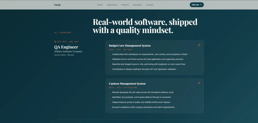سأقوم بتصميم وتطوير موقع Portfolio احترافي باستخدام React.js